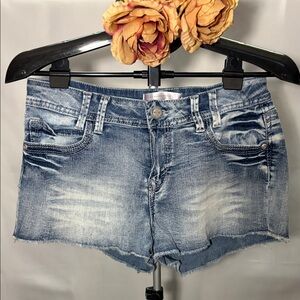 No Boundaries Light Blue Distressed Denim Shorts